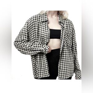 We Wore What Boyfriend Shirt Oversized Black & Beige Shepherd Check Size XXS